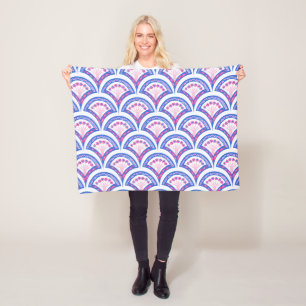 Blaues Damastmuster Fleecedecke