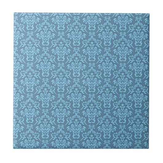 Blaues Damastmuster Fliese (Vorderseite)