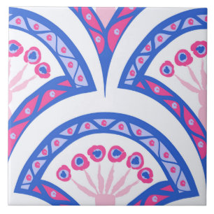 Blaues Damastmuster Fliese