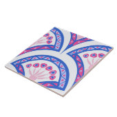 Blaues Damastmuster Fliese (Seite)