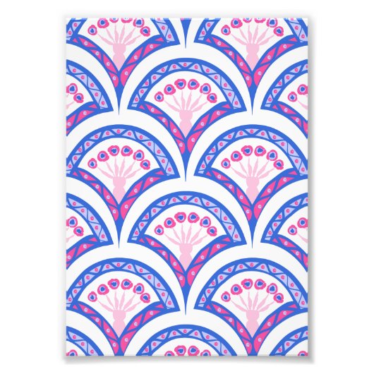 Blaues Damastmuster Fotodruck (Vorne)