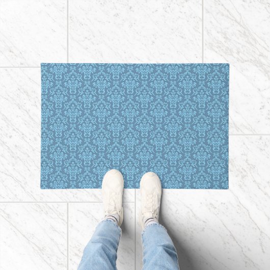 Blaues Damastmuster Fußmatte (Indoor)