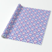 Blaues Damastmuster Geschenkpapier (Ungerollt)