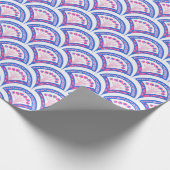 Blaues Damastmuster Geschenkpapier (Ecke)