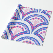 Blaues Damastmuster Geschenkpapier (Ungerollt)