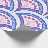 Blaues Damastmuster Geschenkpapier (Ecke)