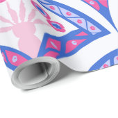 Blaues Damastmuster Geschenkpapier (Rolleneckpunkt)