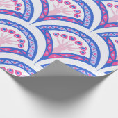 Blaues Damastmuster Geschenkpapier (Ecke)