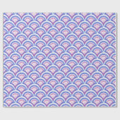 Blaues Damastmuster Geschenkpapier (Flach)