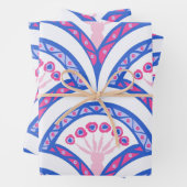 Blaues Damastmuster Geschenkpapier Set (Beispiel)