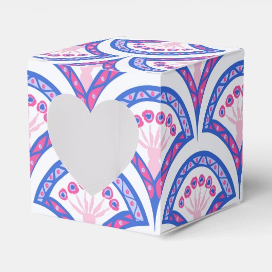 Blaues Damastmuster Geschenkschachtel (Vorderseite)
