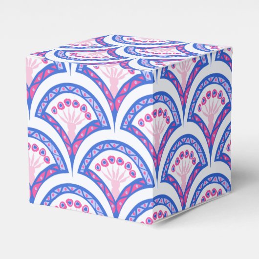 Blaues Damastmuster Geschenkschachtel (Vorderseite)