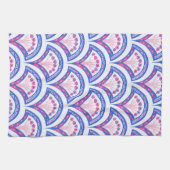 Blaues Damastmuster Geschirrtuch (Horizontal)