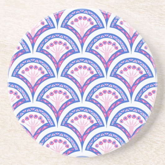 Blaues Damastmuster Getränkeuntersetzer (Vorne)
