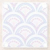 Blaues Damastmuster Glasuntersetzer (Rückseite)