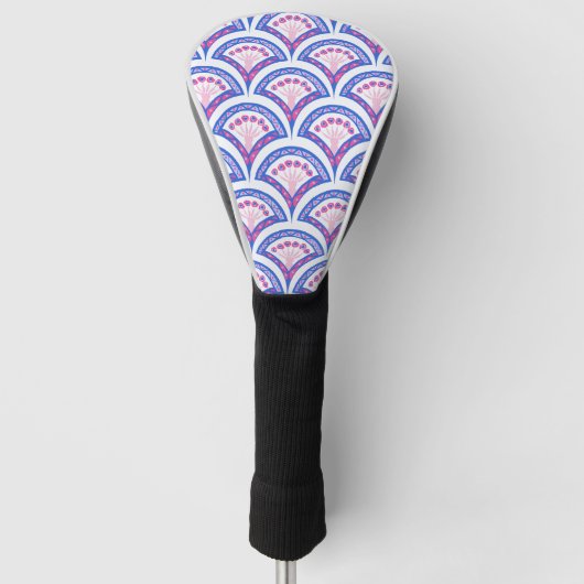 Blaues Damastmuster Golf Headcover (Vorderseite)