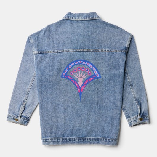 Blaues Damastmuster Jeansjacke (Rückseite)