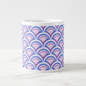Blaues Damastmuster Jumbo-Tasse (Vorderseite)