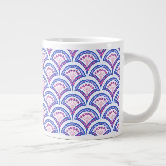 Blaues Damastmuster Jumbo-Tasse (Rechts)