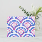 Blaues Damastmuster Karte (Stehend Vorderseite)