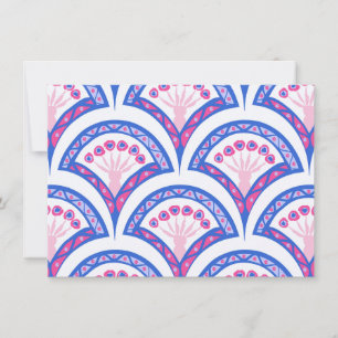 Blaues Damastmuster Karte