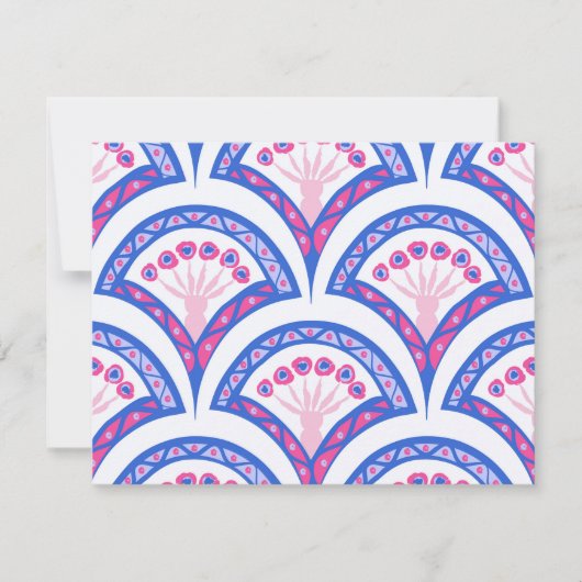 Blaues Damastmuster Karte (Vorderseite)