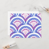 Blaues Damastmuster Karte (Vorderseite/Rückseite Beispiel)