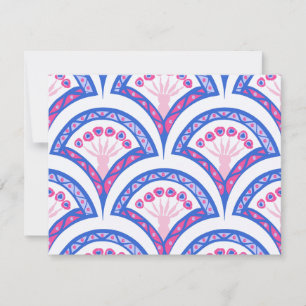 Blaues Damastmuster Karte