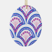 Blaues Damastmuster Keramik Ornament (Rechts)
