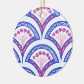 Blaues Damastmuster Keramik Ornament (Links)