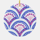 Blaues Damastmuster Keramik Ornament (Hinten)