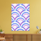 Blaues Damastmuster Leinwanddruck (Insitu (Wohnzimmer))