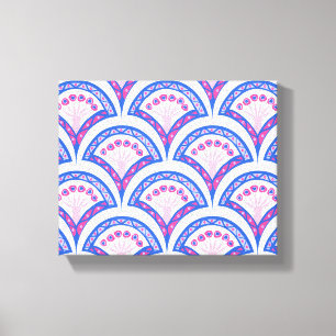 Blaues Damastmuster Leinwanddruck