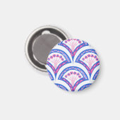Blaues Damastmuster Magnet (Vorderseite/Rückseite)