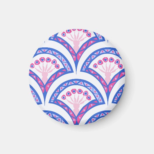 Blaues Damastmuster Magnet (Vorne)