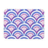 Blaues Damastmuster Magnet (Horizontal)