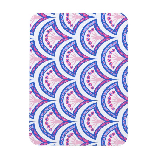 Blaues Damastmuster Magnet (Vertikal)