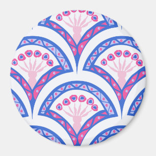 Blaues Damastmuster Magnet