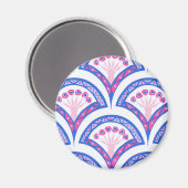 Blaues Damastmuster Magnet (Vorderseite/Rückseite)