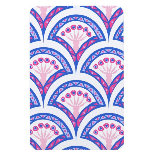 Blaues Damastmuster Magnet (Vertikal)