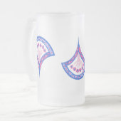 Blaues Damastmuster Mattglas Bierglas (Vorderseite Links)
