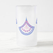 Blaues Damastmuster Mattglas Bierglas (Mittel)