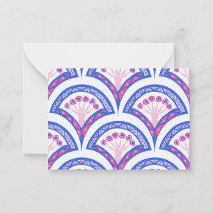 Blaues Damastmuster Mitteilungskarte