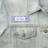 Blaues Damastmuster Namensschild (Beispiel)