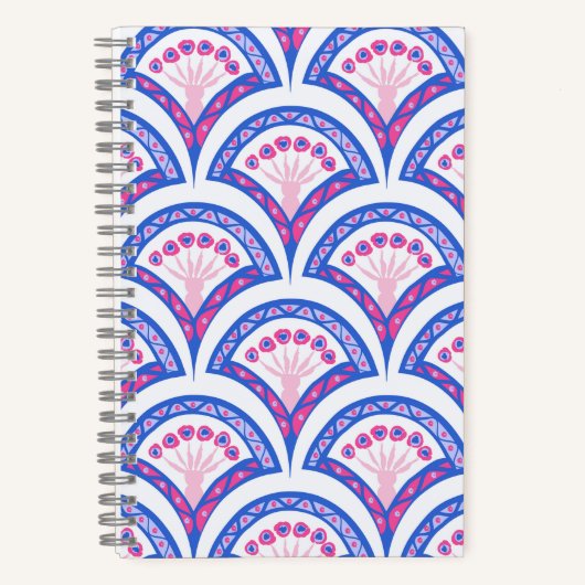 Blaues Damastmuster Notizblock (Vorderseite)