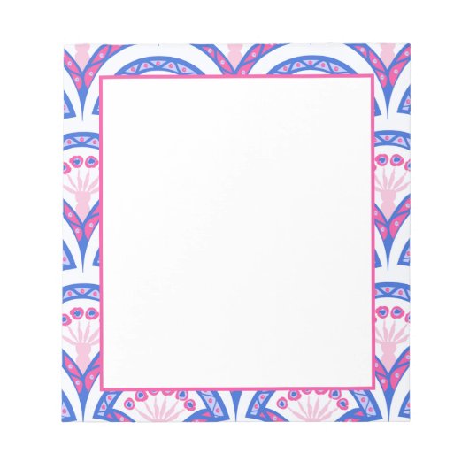 Blaues Damastmuster Notizblock (Vorderseite)