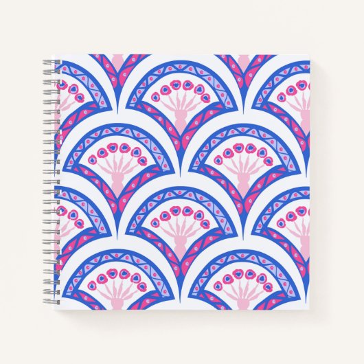 Blaues Damastmuster Notizblock (Vorderseite)