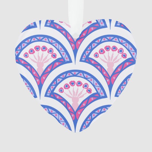 Blaues Damastmuster Ornament (Vorderseite)