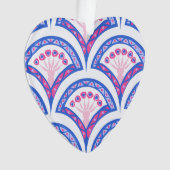 Blaues Damastmuster Ornament (Vorderseite)