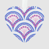 Blaues Damastmuster Ornament (Rückseite)